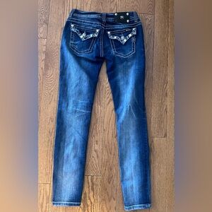 Miss Me Low Rise Denim Size 28 Crystal Pocket Y2K USA Made
